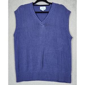 WINTER SILKS Sweater Vest Womens XL Blue Sleeveless V-Neck 100% Silk Lightweight